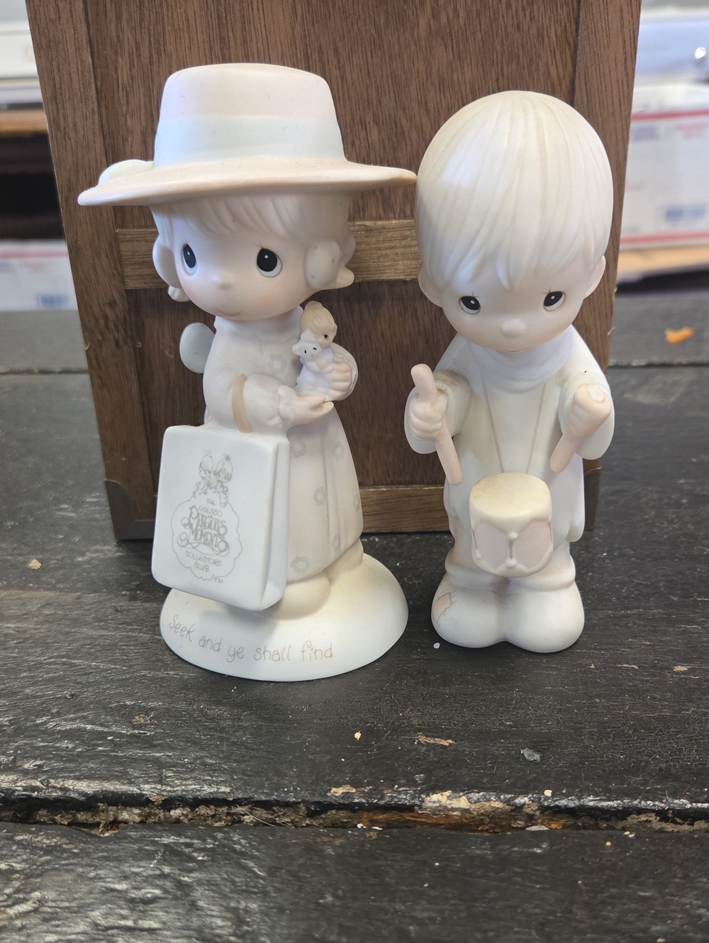 VINTAGE 1972/1984 Precious Moments Porcelain BISQUE 2 FIGURINES By NATHAN DAVID